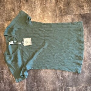 Kate Quinn Teal Ribbed Short Sleeve Top